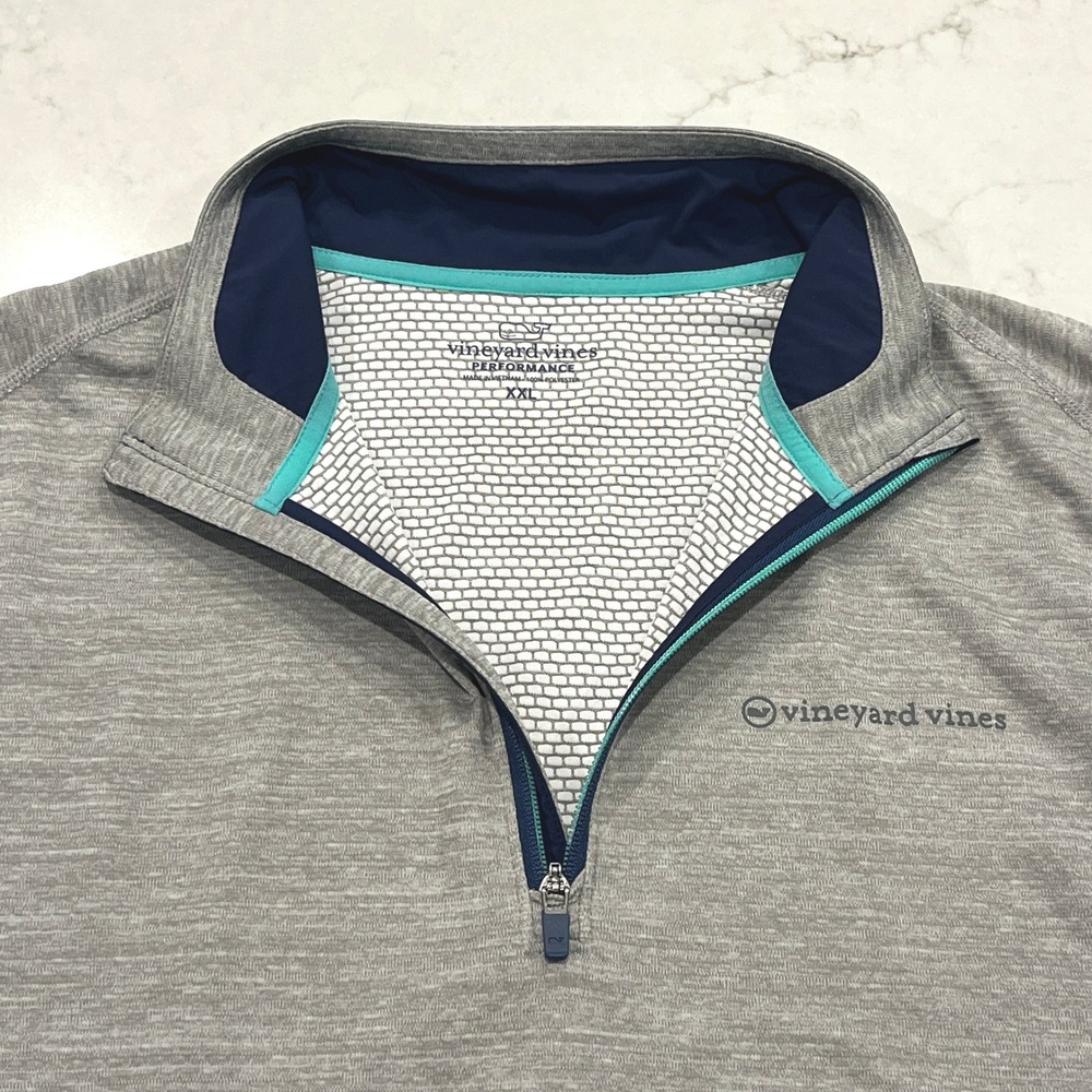 Vineyard Vines Sankaty 1/4 Zip Pullover Mens XXL Gray Nautical Coastal Preppy - Picture 4 of 10